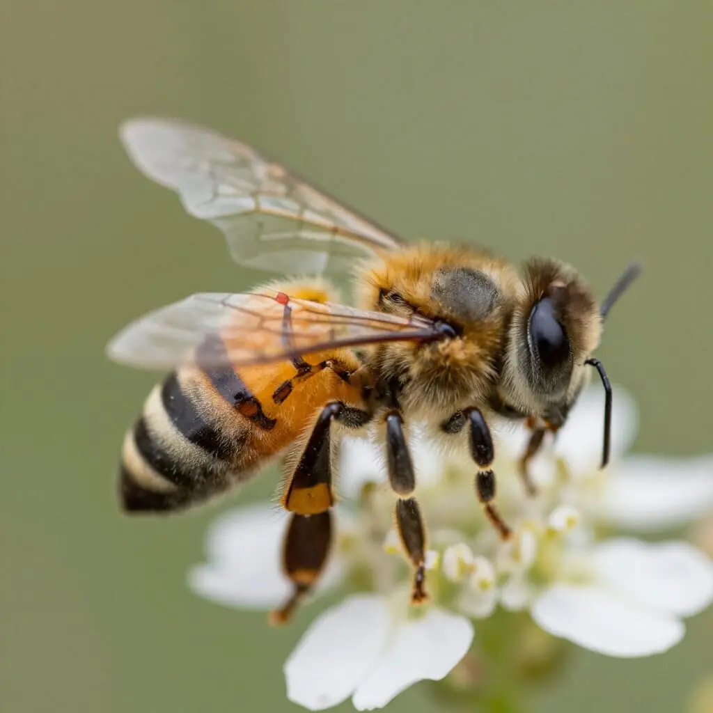 Abeille atteinte du virus des ailes déformées DWV