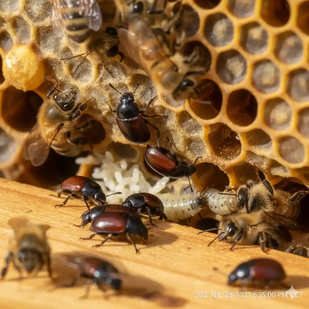 Petit coléoptère de la ruche Aethina tumida