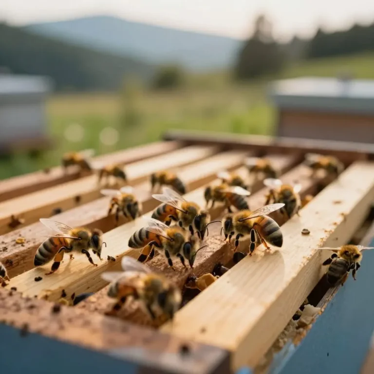 Abeilles mellifères sur cadre de ruche – acarapisose en apiculture
