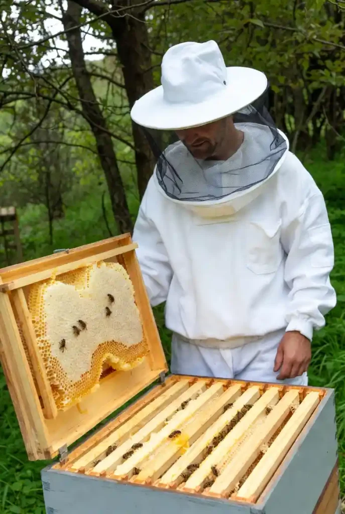 Observation d’une ruche pour ajuster le nourrissement des abeilles