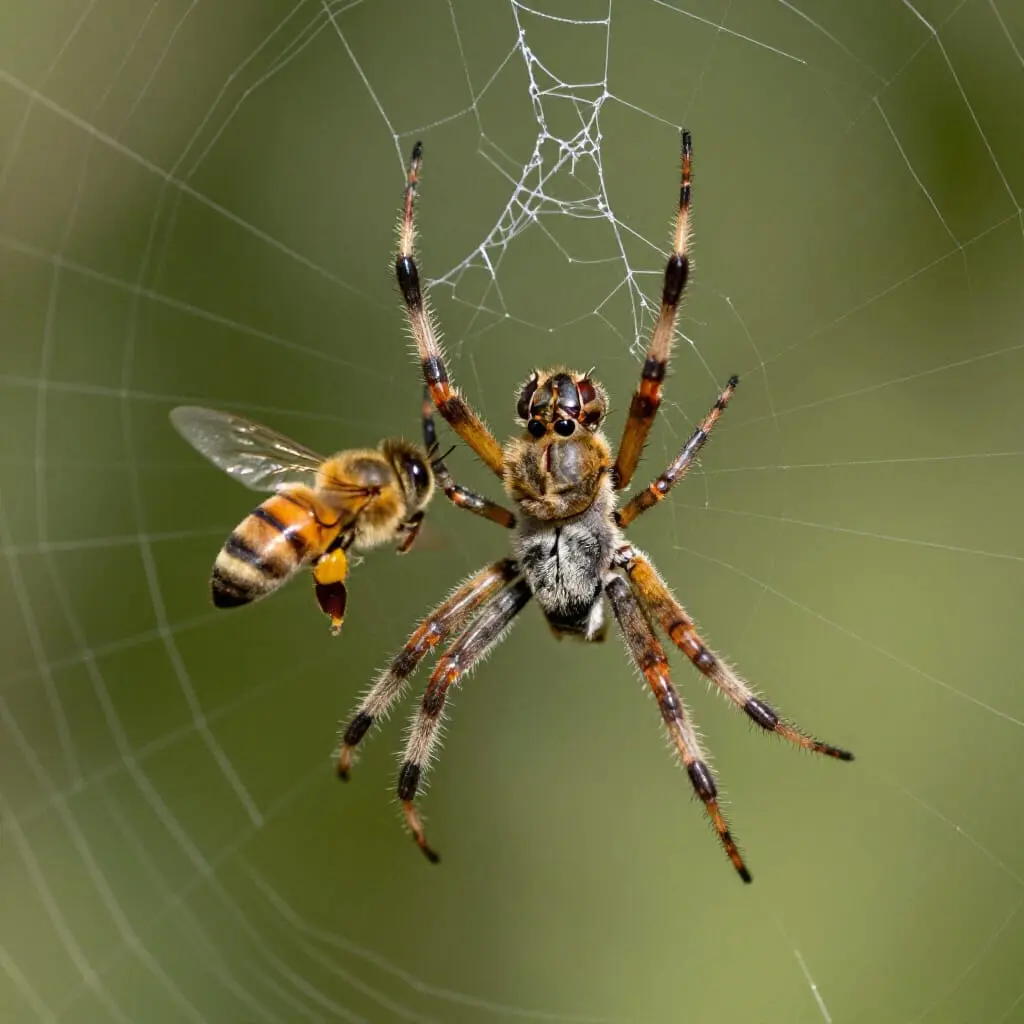 Araignée capturant une abeille