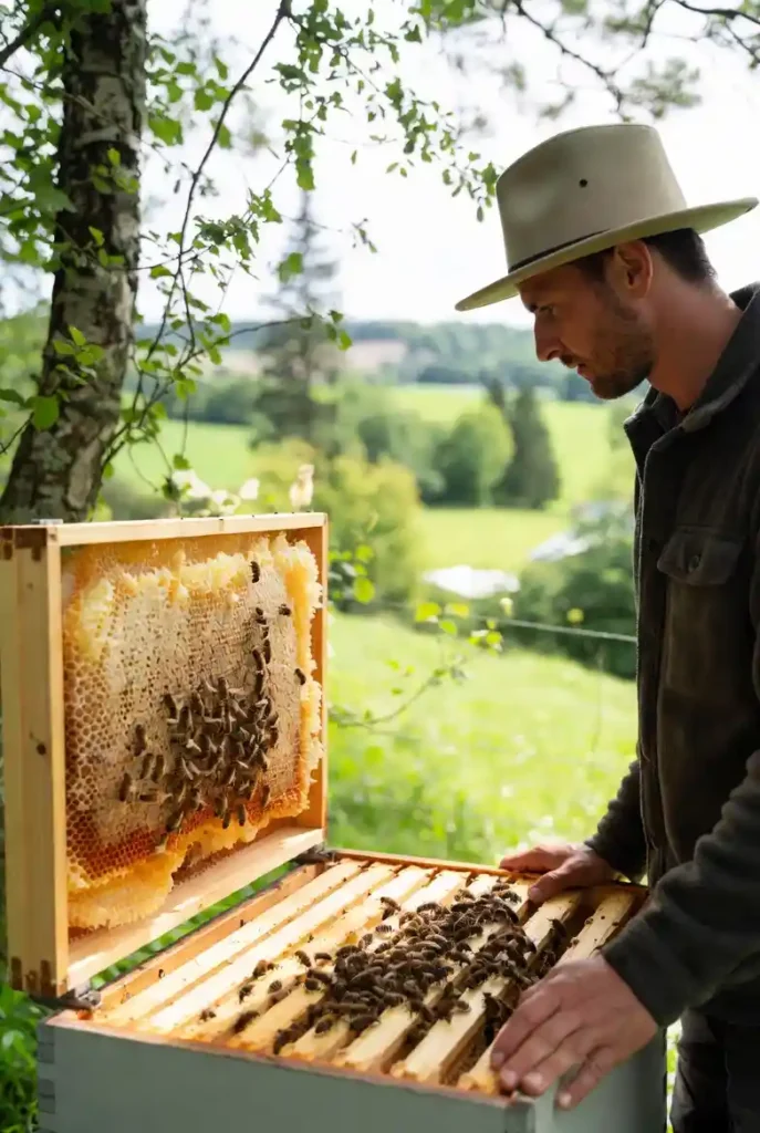 Inspection du couvain lors de la surveillance des ruches