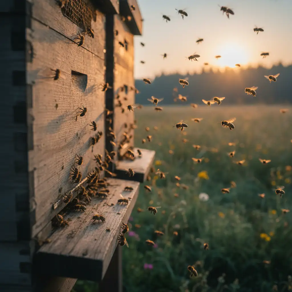 Ruche affectée par la prédation d’oiseaux