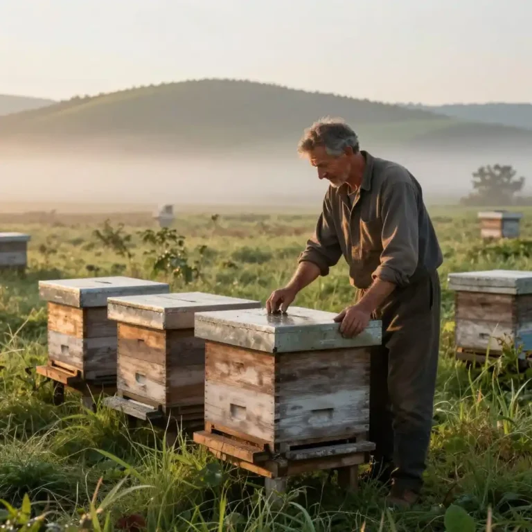 Surveillance des ruches par un apiculteur dans le Jura