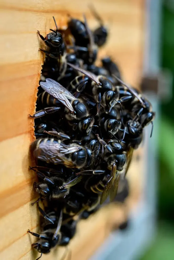 Symptômes typiques de la maladie noire chez les abeilles