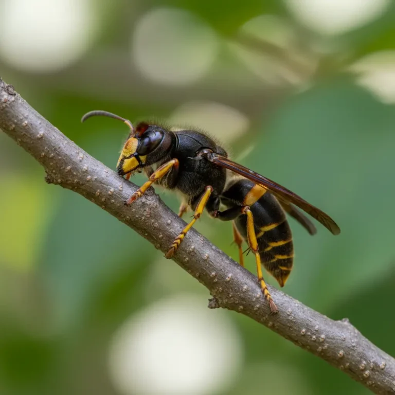 Reconnaître un frelon asiatique facilement grâce à ses pattes jaunes et son corps sombre