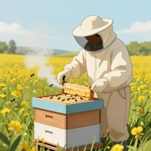 Image de l’article : Protections de l’apiculteur : travailler en sécurité avec les abeilles