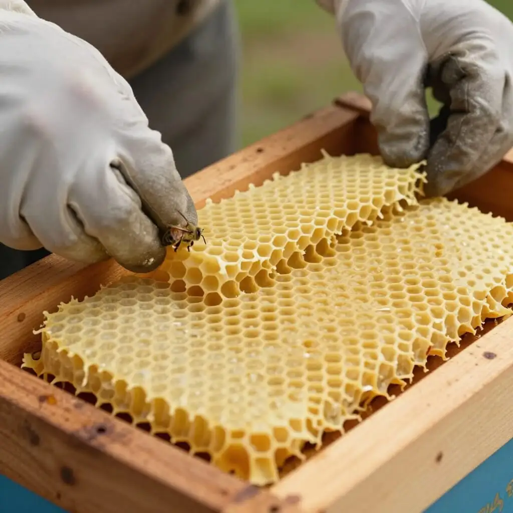 Image de l’article : Cire gaufrée : définition et usage en apiculture