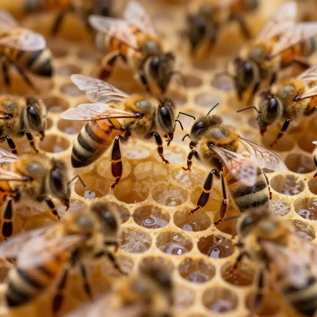Abeille réalisant la danse frétillante pour communiquer une source de nourriture à la colonie