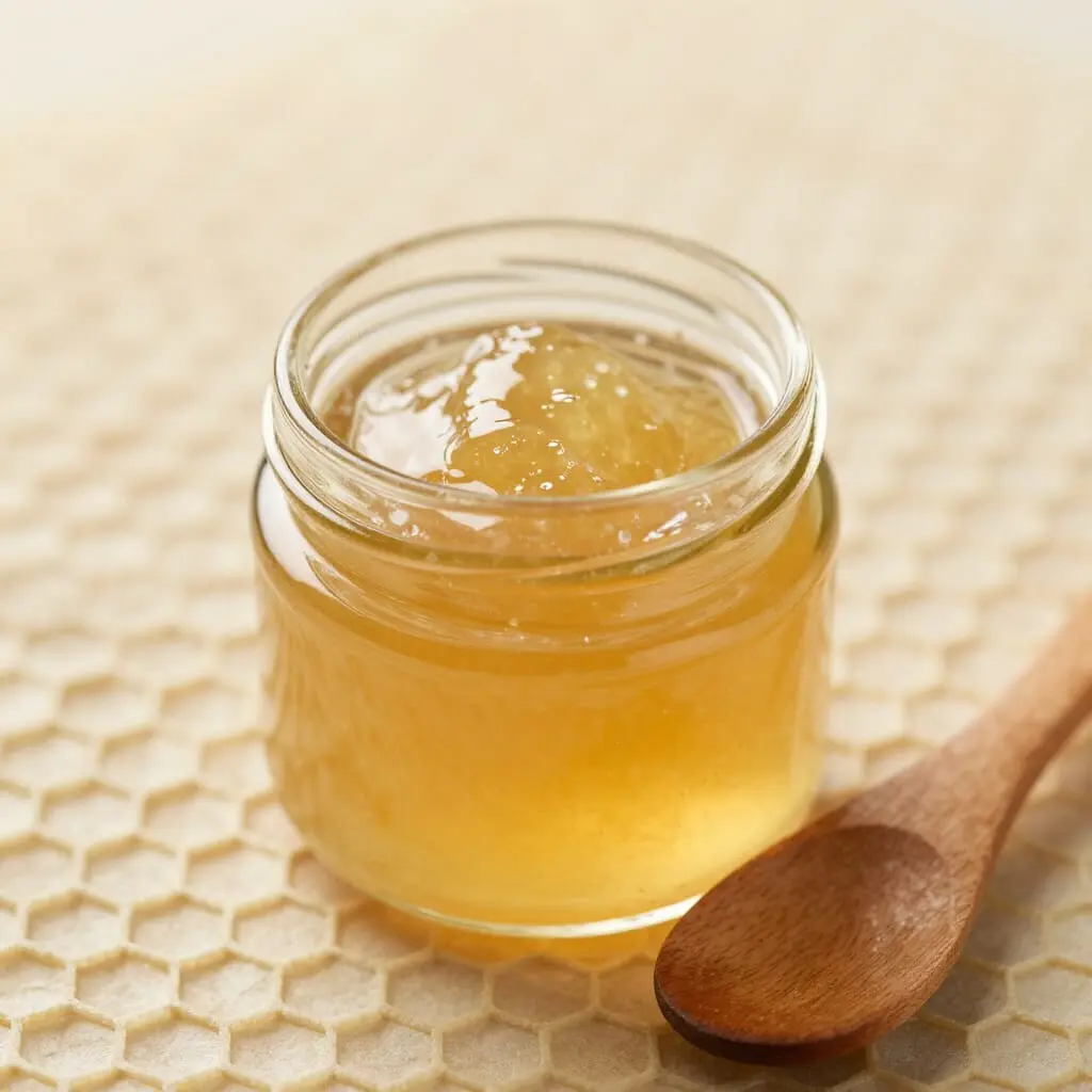 Gelée royale fraîche utilisée en apithérapie.