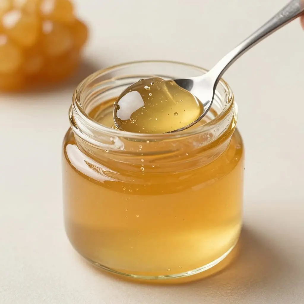 Gelée royale avec cuillère doseuse.