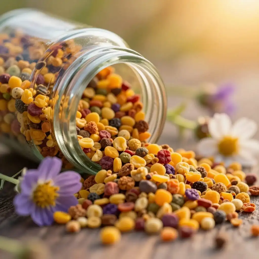 Granules de pollen d'abeille utilisées en apithérapie.
